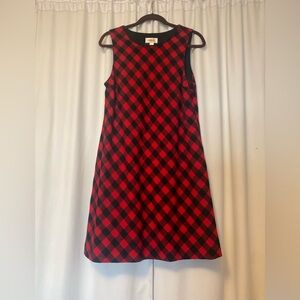 Talbots Black and Red Plaid Midi Dress